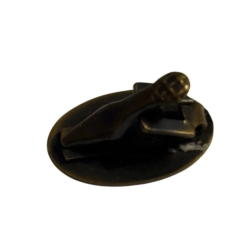 Brass‎ Etched Lingerie Clip Tie Bar Oval Mini Vintage Antique Blank Monogram